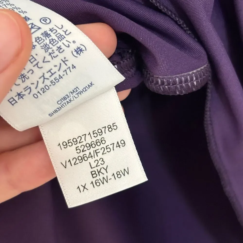 NWT Lands End Adjustable Scoop Neck Flutter Tankini Top in Purple - Size 1X